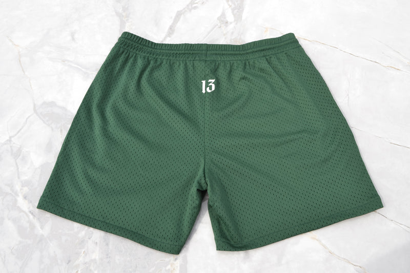 Signature logo mesh shorts - Racing green – Style Thirteen